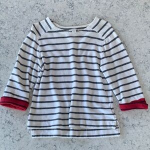Coldwater Creek Women's Long Sleeve Striped Shirt- Black, White, and Red